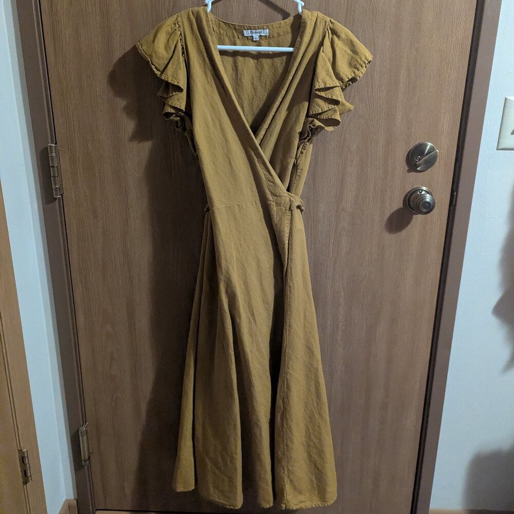 Madewell Mustard Yellow Wrap Dress, S